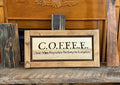 Placa de madera con forma de café